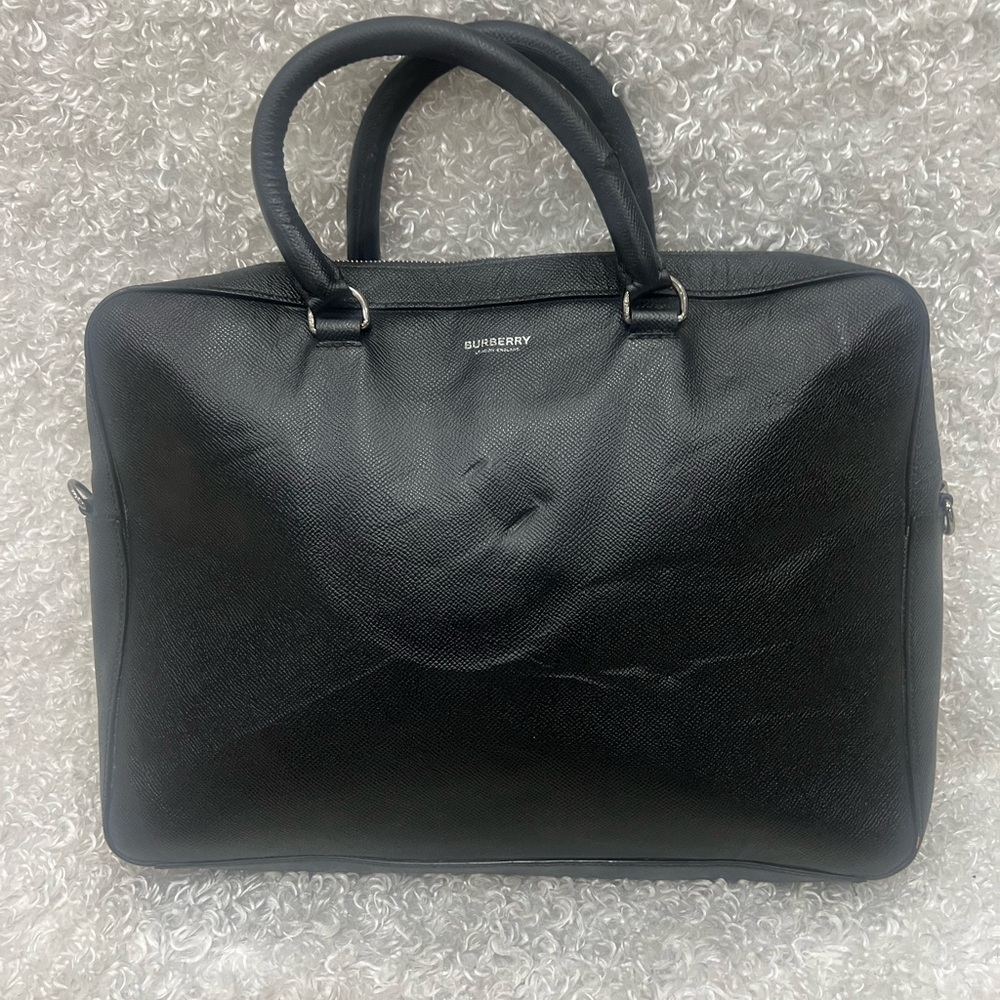Burberry unisex black leather briefcase bag
